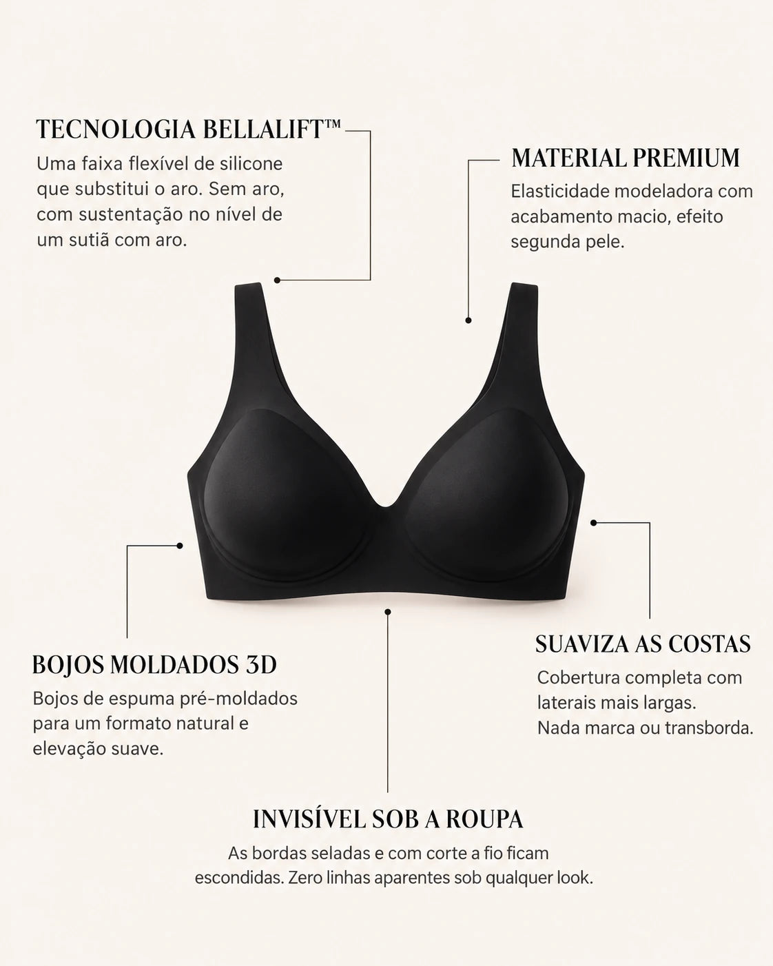 Sutiã BellaLift™ — Sutiã Push-Up Sem Aro e Sem Costura
